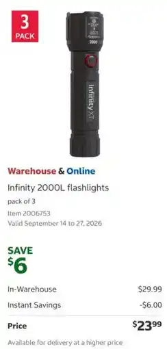 Costco Infinity 2000L flashlights offer