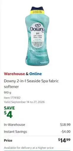 Costco Downy 2-in-1 Seaside Spa fabric softener offer