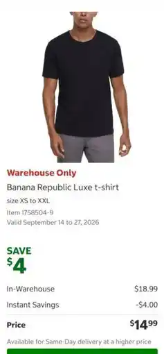 Costco Banana Republic Luxe t-shirt offer