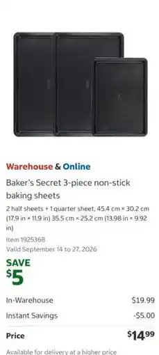 Costco Baker's Secret 3-piece non-stick baking sheets offer