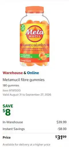 Costco Meta Mucil fibre gummies offer