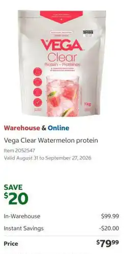 Costco Vega Clear Watermelon protein offer