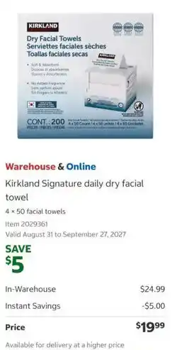 Costco Kirkland Signature daily dry facial towel offer