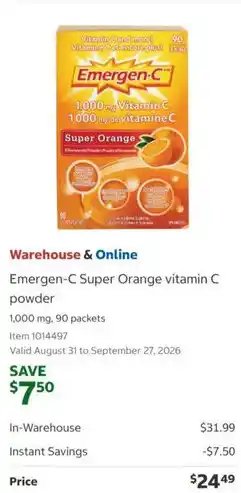 Costco Emergen-C Super Orange vitamin C powder offer