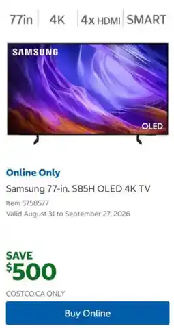 Costco Samsung 77-in. S85H OLED 4K TV offer