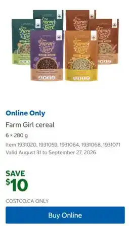 Costco Farm Girl cereal offer