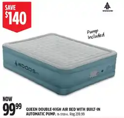 Canadian Tire Woods queen double-high air bed with built-in automatic pump offer