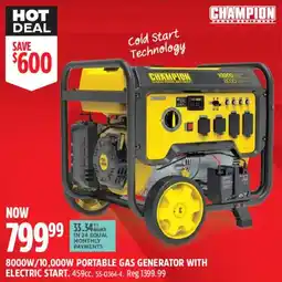 Canadian Tire Champion 8000w/10,000w portable gas generator with electric start offer