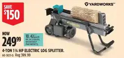 Canadian Tire Yardworks 4-ton 1 1/4 hp electric log splitter offer