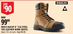 Canadian Tire Stanley men's macht 8" csa steel toe leather work boots offer