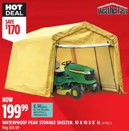 Canadian Tire WeatherFast waterproof peak storage shelter offer