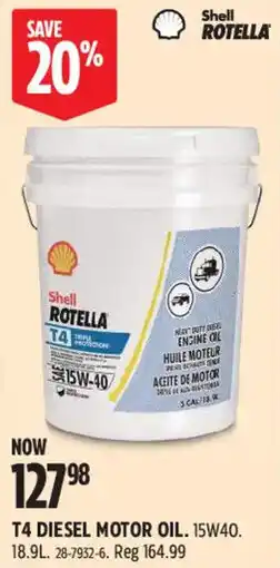 Canadian Tire Shell rotella t4 diesel motor oil 15w40 offer