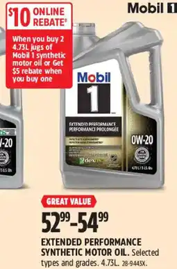 Canadian Tire Mobil 1 extended performance synthetic motor oil offer