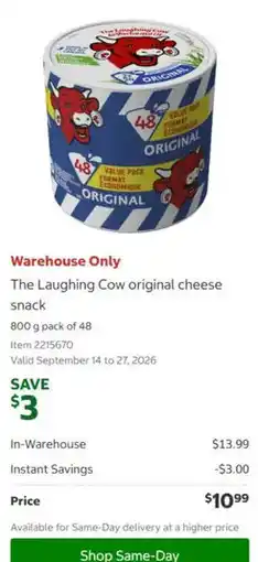 Costco The Laughing Cow original cheese snack offer