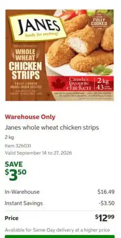 Costco Janes whole wheat chicken strips offer