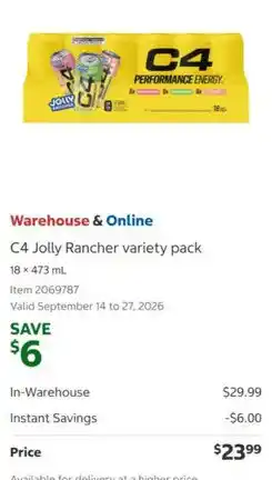 Costco C4 Jolly Rancher variety pack offer