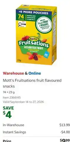 Costco Mott's Fruitsations fruit flavoured snacks offer