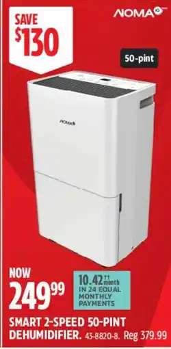 Canadian Tire Noma smart 2-speed 50-pint dehumidifier offer