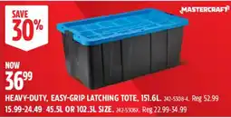 Canadian Tire Mastercraft heavy-duty easy-grip latching tote offer