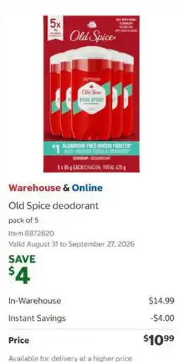 Costco Old Spice deodorant offer