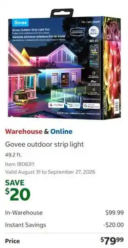 Costco Govee outdoor strip light offer