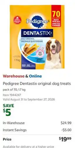 Costco Pedigree Dentastix original dog treats offer