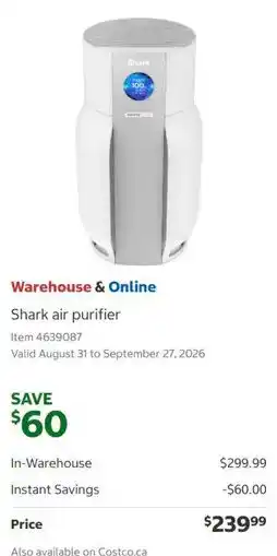 Costco Shark air purifier offer