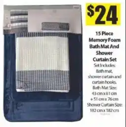 Bianca Amor 15 piece memory foam bath mat and shower curtain set offer