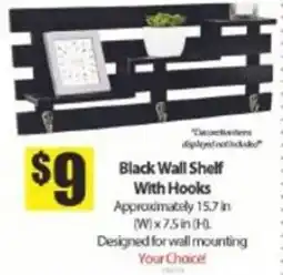 Bianca Amor Black Wall Shelf With Hooks offer