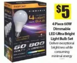 Bianca Amor Farpoint 4 piece 60w dimmable led ultra bright light bulb set offer