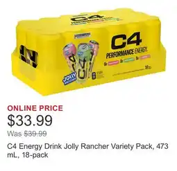 Costco C4 Energy Drink Jolly Rancher Variety Pack, 473 mL, 18-pack offer
