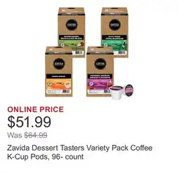 Costco Zavida Dessert Tasters Variety Pack Coffee K-Cup Pods, 96- count offer