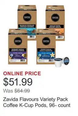 Costco Zavida Flavours Variety Pack Coffee K-Cup Pods, 96- count offer