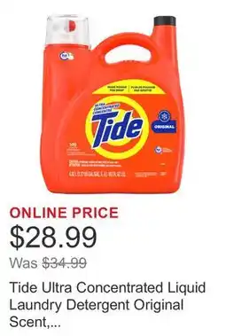 Costco Tide Ultra Concentrated Liquid Laundry Detergent Original Scent, 146 loads offer