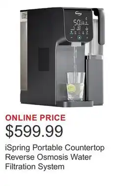Costco iSpring Portable Countertop Reverse Osmosis Water Filtration System offer
