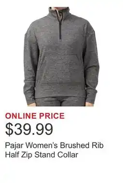 Costco Pajar Women's Brushed Rib Half Zip Stand Collar offer