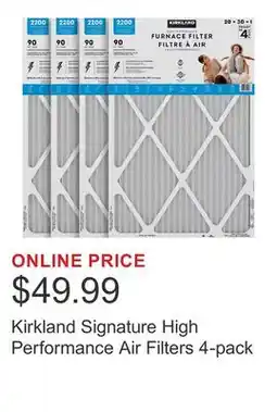 Costco Kirkland Signature High Performance Air Filters 4-pack offer