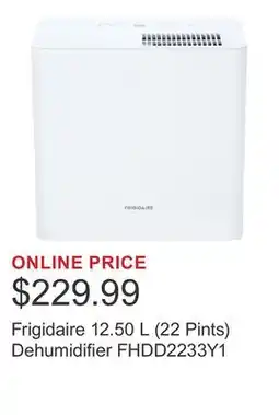 Costco Frigidaire 12.50 L (22 Pints) Dehumidifier FHDD2233Y1 offer