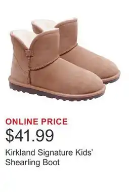 Costco Kirkland Signature Kids' Shearling Boot offer