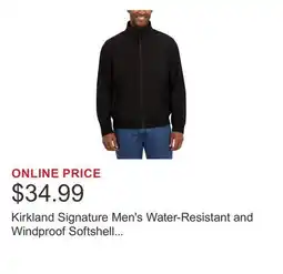 Costco Kirkland Signature Men's Water-Resistant and Windproof Softshell Jacket offer