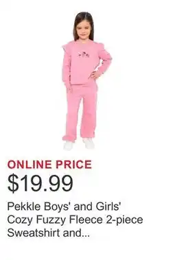 Costco Pekkle Boys' and Girls' Cozy Fuzzy Fleece 2-piece Sweatshirt and Pants Set offer