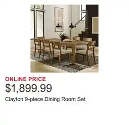 Costco Clayton 9-piece Dining Room Set offer