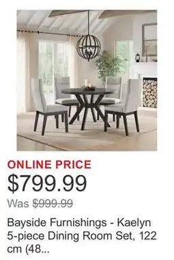 Costco Bayside Furnishings - Kaelyn 5-piece Dining Room Set, 122 cm (48 in.) Diameter offer