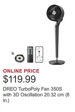 Costco DREO TurboPoly Fan 350S with 3D Oscillation 20.32 cm (8 in.) offer