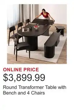 Costco Round Transformer Table with Bench and 4 Chairs offer