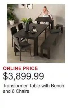 Costco Transformer Table with Bench and 6 Chairs offer