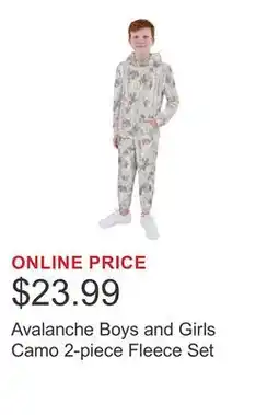 Costco Avalanche Boys and Girls Camo 2-piece Fleece Set offer