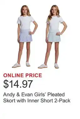 Costco Andy & Evan Girls' Pleated Skort with Inner Short 2-Pack offer
