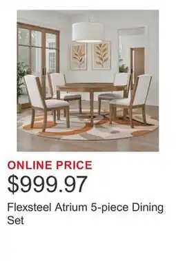 Costco Flexsteel Atrium 5-piece Dining Set offer
