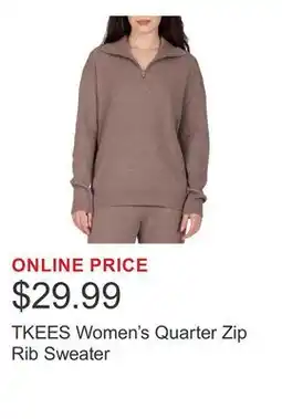 Costco TKEES Women's Quarter Zip Rib Sweater offer